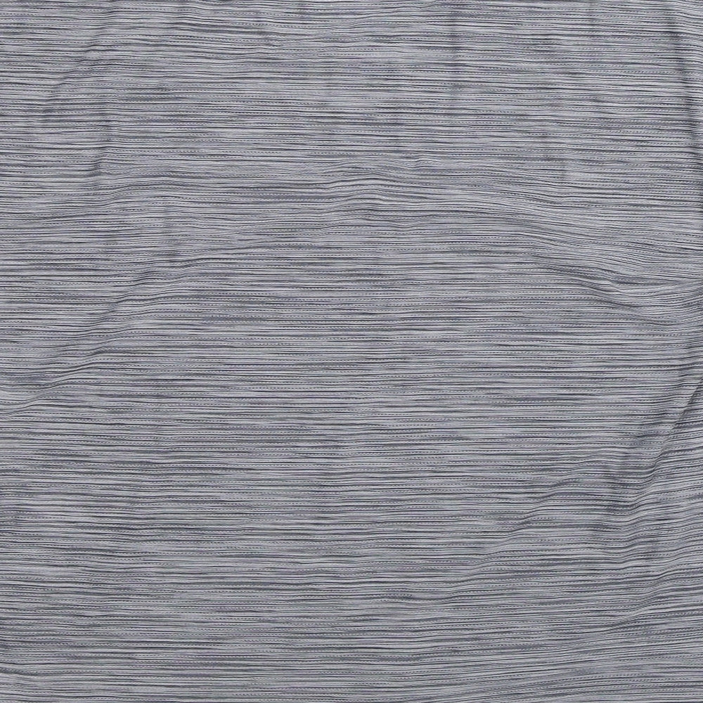 Dunnes Stores Mens Grey Striped Polyester Basic T-Shirt Size L Crew Neck