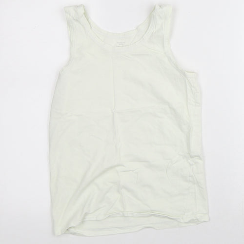 Smart Start Girls White  100% Cotton Basic Tank Size 10-11 Years Round Neck