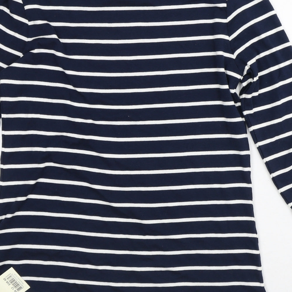 Peacocks Womens Blue Striped 100% Cotton Basic T-Shirt Size 12 Crew Neck
