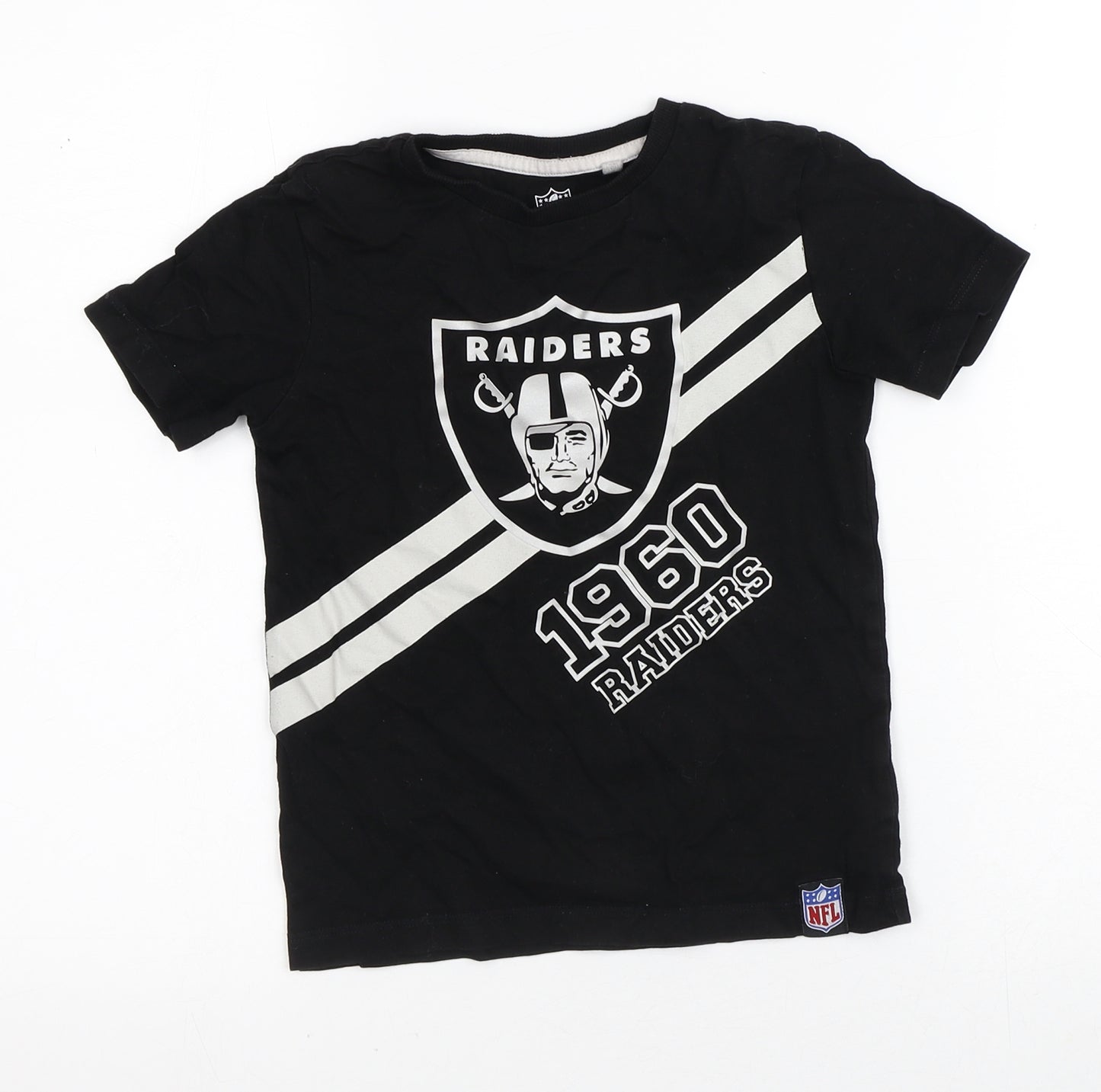 NEXT Boys Black  Cotton Pullover T-Shirt Size 5 Years Crew Neck  - 1960 Raiders