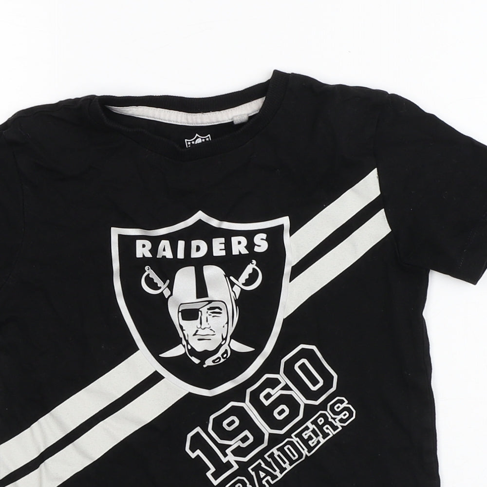 NEXT Boys Black  Cotton Pullover T-Shirt Size 5 Years Crew Neck  - 1960 Raiders