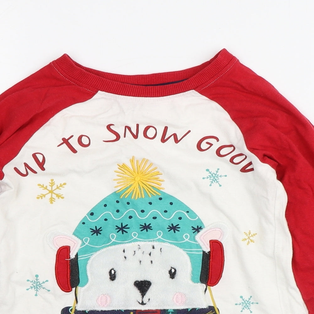 Dunnes Stores Boys White Colourblock 100% Cotton  Pyjama Top Size 7-8 Years   - Christmas Polar Bear
