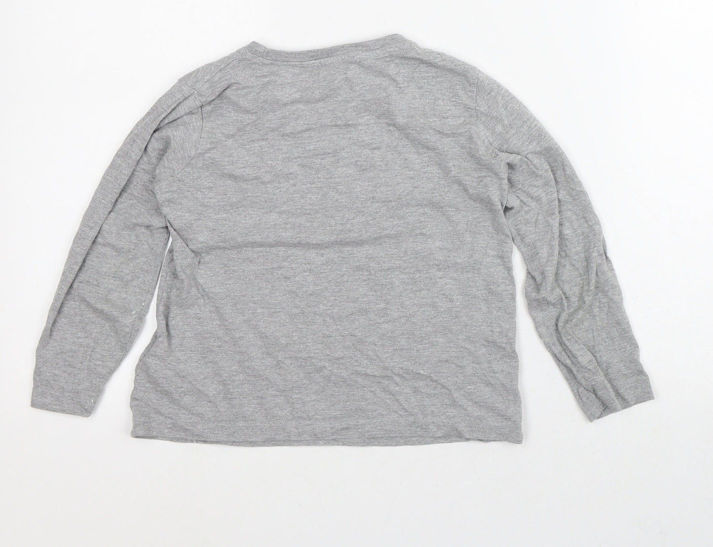 Primark Boys Grey  Cotton Pullover T-Shirt Size 6-7 Years Crew Neck  - Stegosaurus