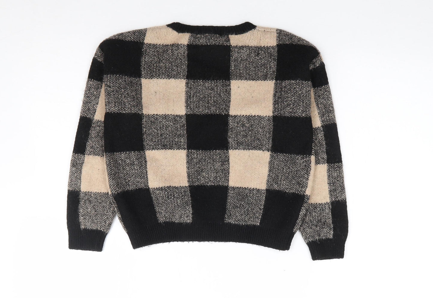 Primark Girls Multicoloured Crew Neck Check Acrylic Pullover Jumper Size 9-10 Years  Pullover