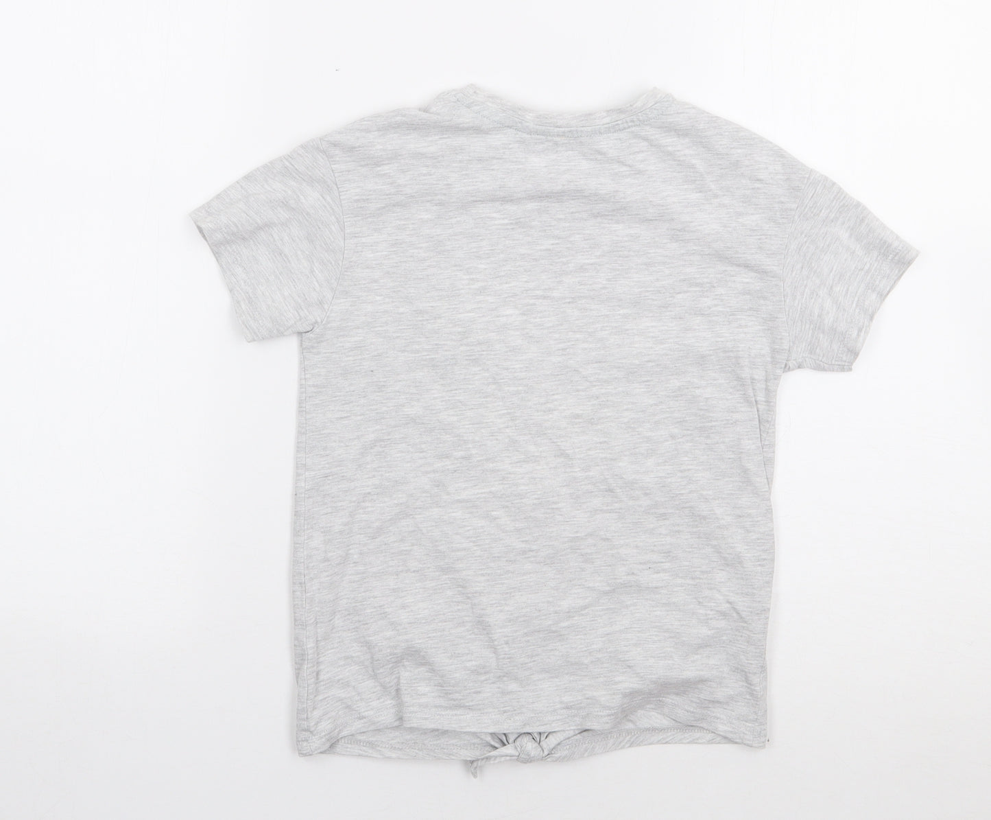 George Girls Grey  Cotton Jersey Polo Size 7-8 Years Crew Neck Pullover