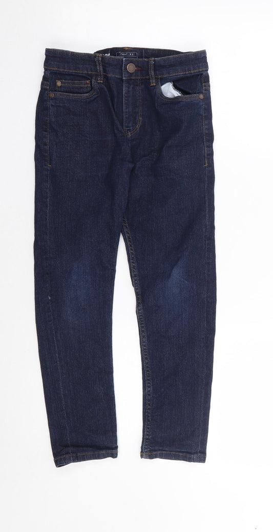 NEXT Boys Blue  Cotton Skinny Jeans Size 9 Months L22 in Regular Zip