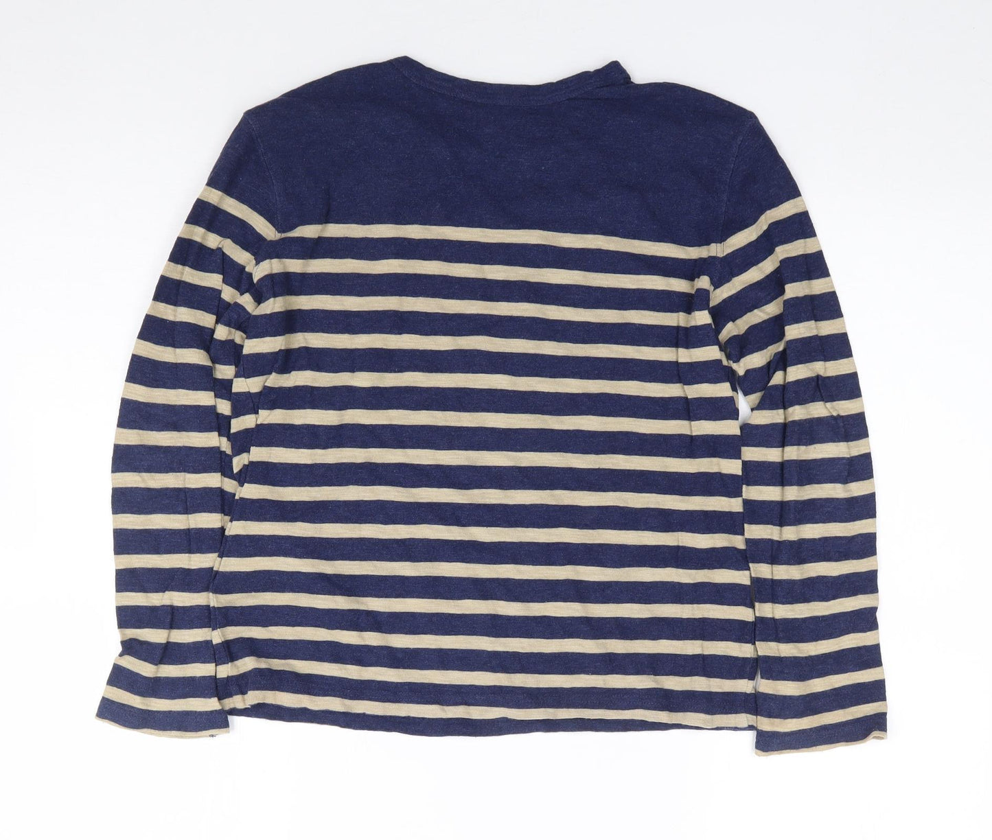 Gap Boys Blue Striped 100% Cotton Jersey T-Shirt Size 8-9 Years Crew Neck Pullover
