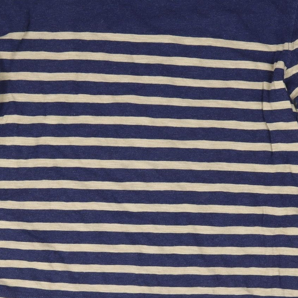 Gap Boys Blue Striped 100% Cotton Jersey T-Shirt Size 8-9 Years Crew Neck Pullover