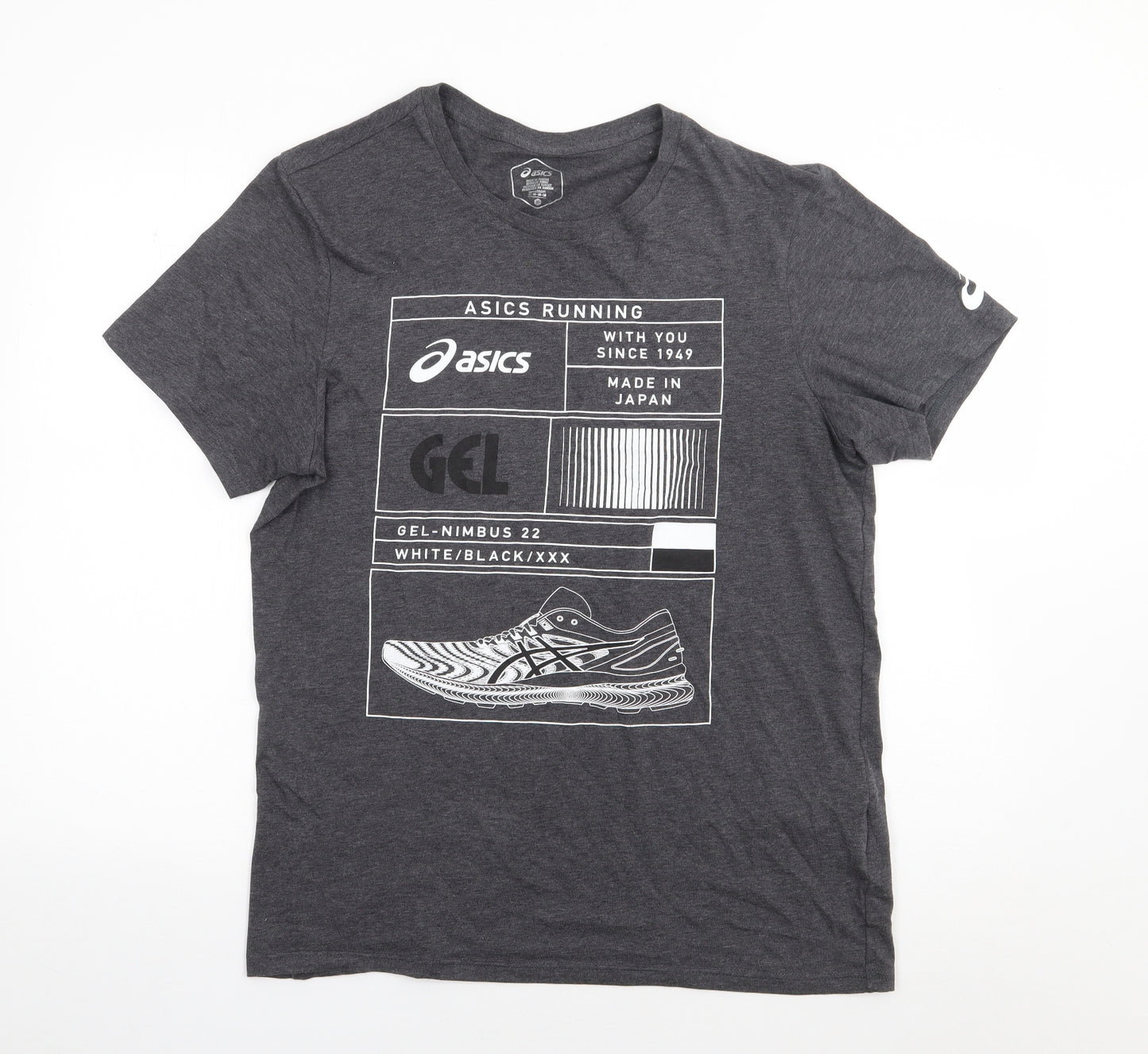 Basics Mens Grey  Cotton  T-Shirt Size M Crew Neck