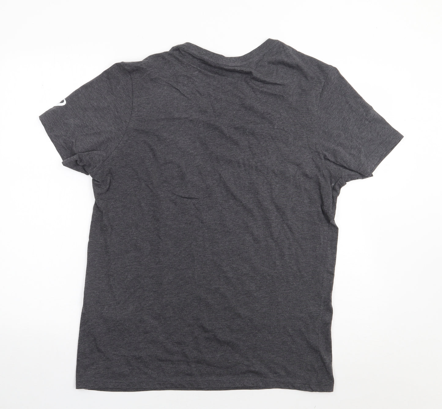 Basics Mens Grey  Cotton  T-Shirt Size M Crew Neck