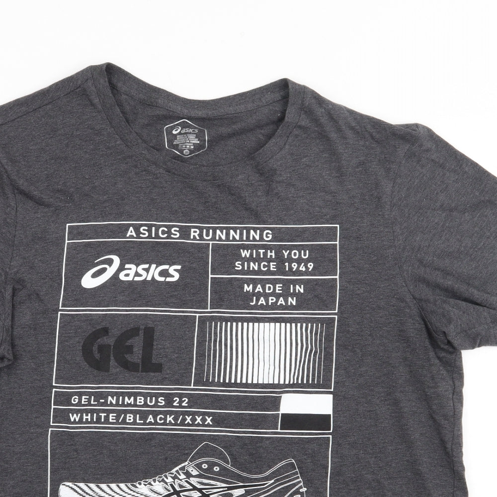 Basics Mens Grey  Cotton  T-Shirt Size M Crew Neck