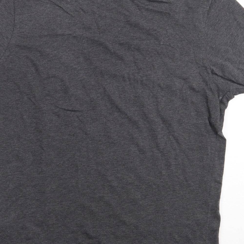 Basics Mens Grey  Cotton  T-Shirt Size M Crew Neck