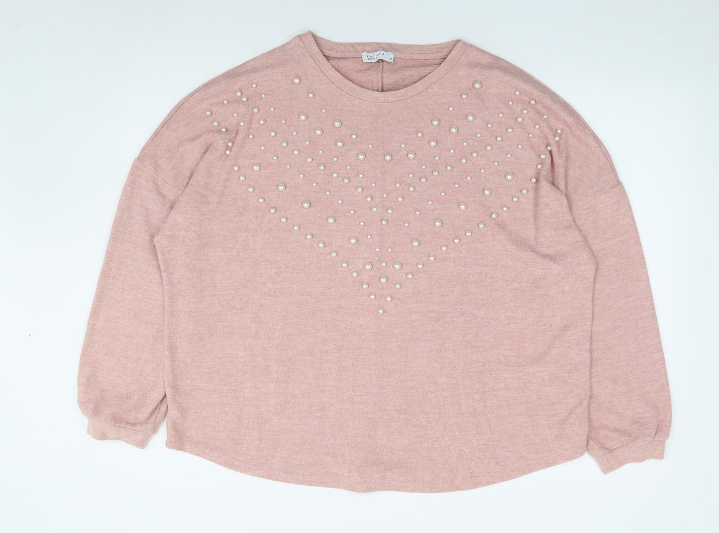 Papaya Womens Pink Round Neck  Viscose Pullover Jumper Size 20