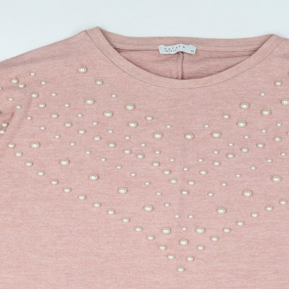 Papaya Womens Pink Round Neck  Viscose Pullover Jumper Size 20