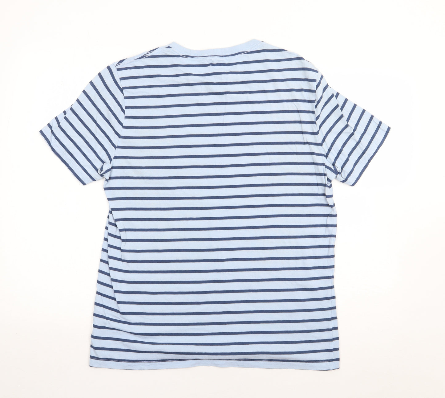 Gap Mens Blue Striped Cotton  T-Shirt Size M Crew Neck