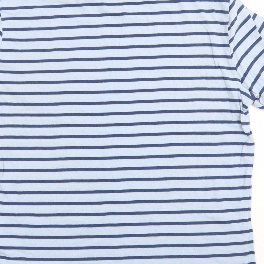 Gap Mens Blue Striped Cotton  T-Shirt Size M Crew Neck