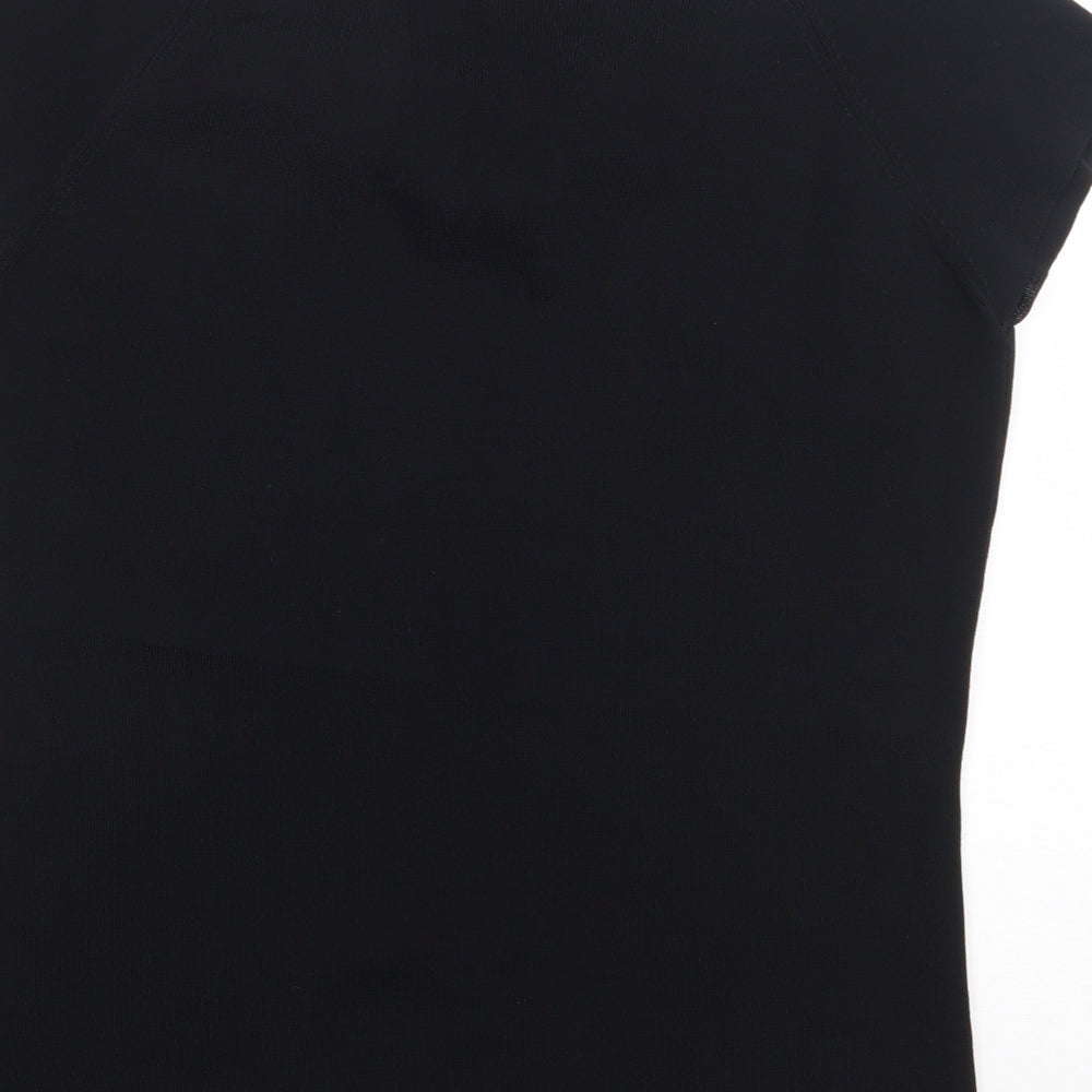 Libra  Womens Black Striped Nylon Jersey T-Shirt Size L Round Neck