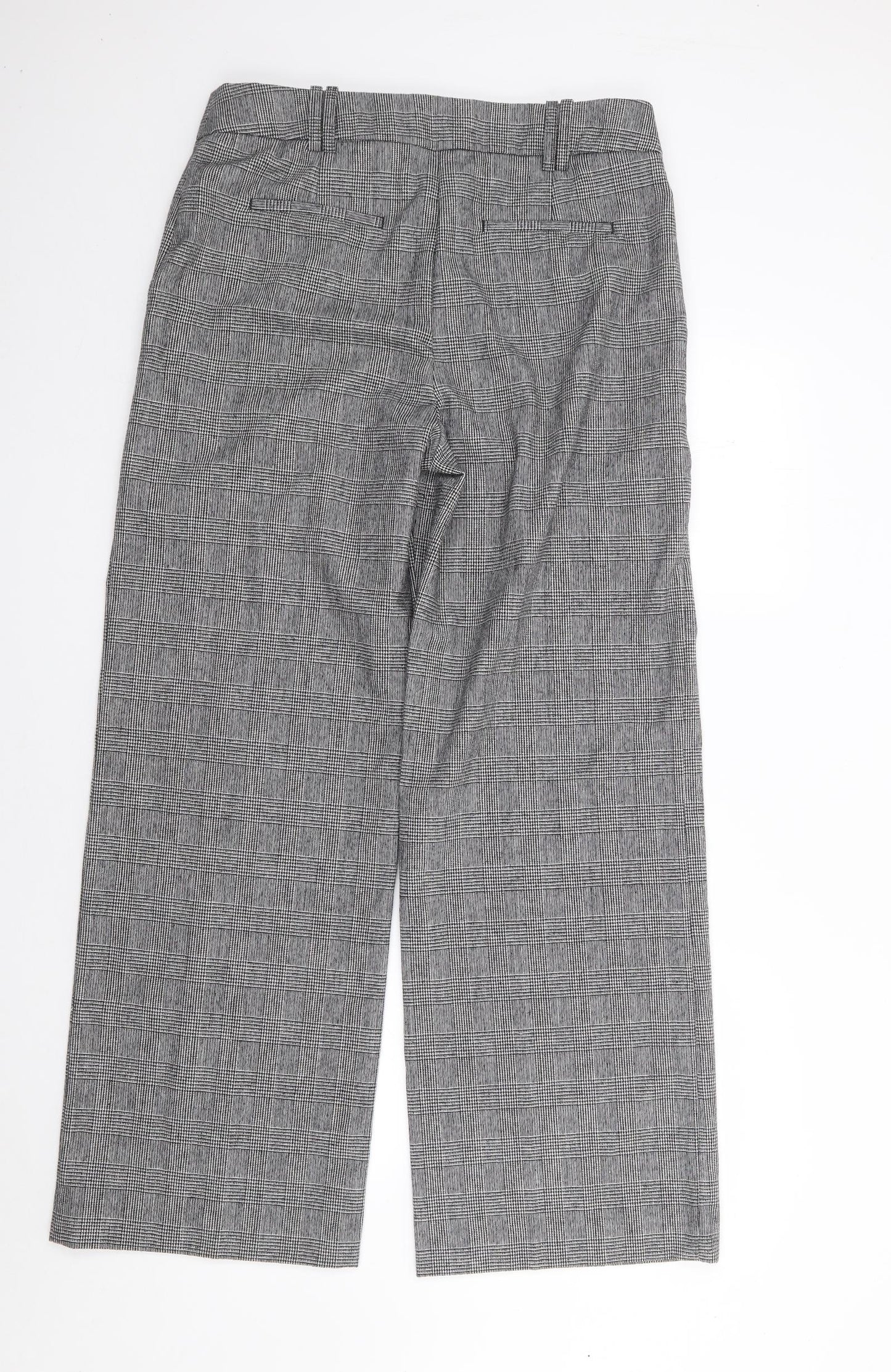 Next  Womens Black Plaid Polyester Trousers  Size 12 L30 in Regular Zip