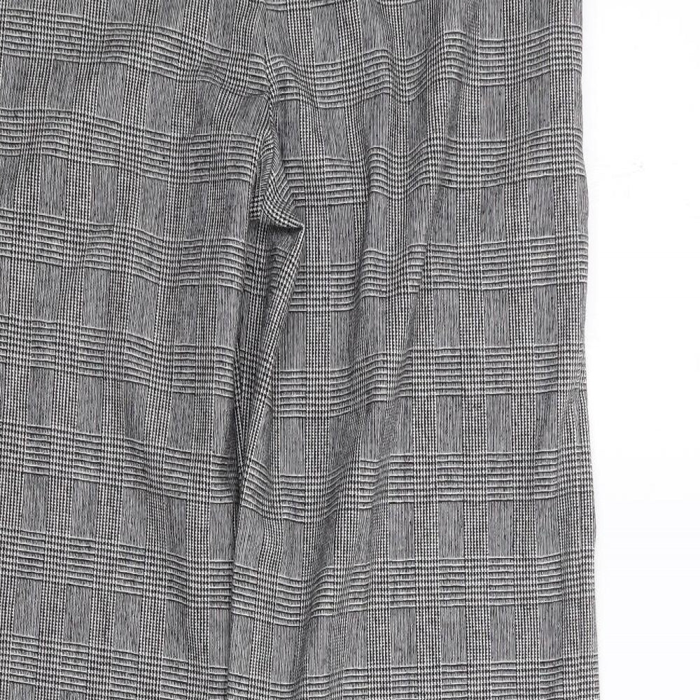 Next  Womens Black Plaid Polyester Trousers  Size 12 L30 in Regular Zip