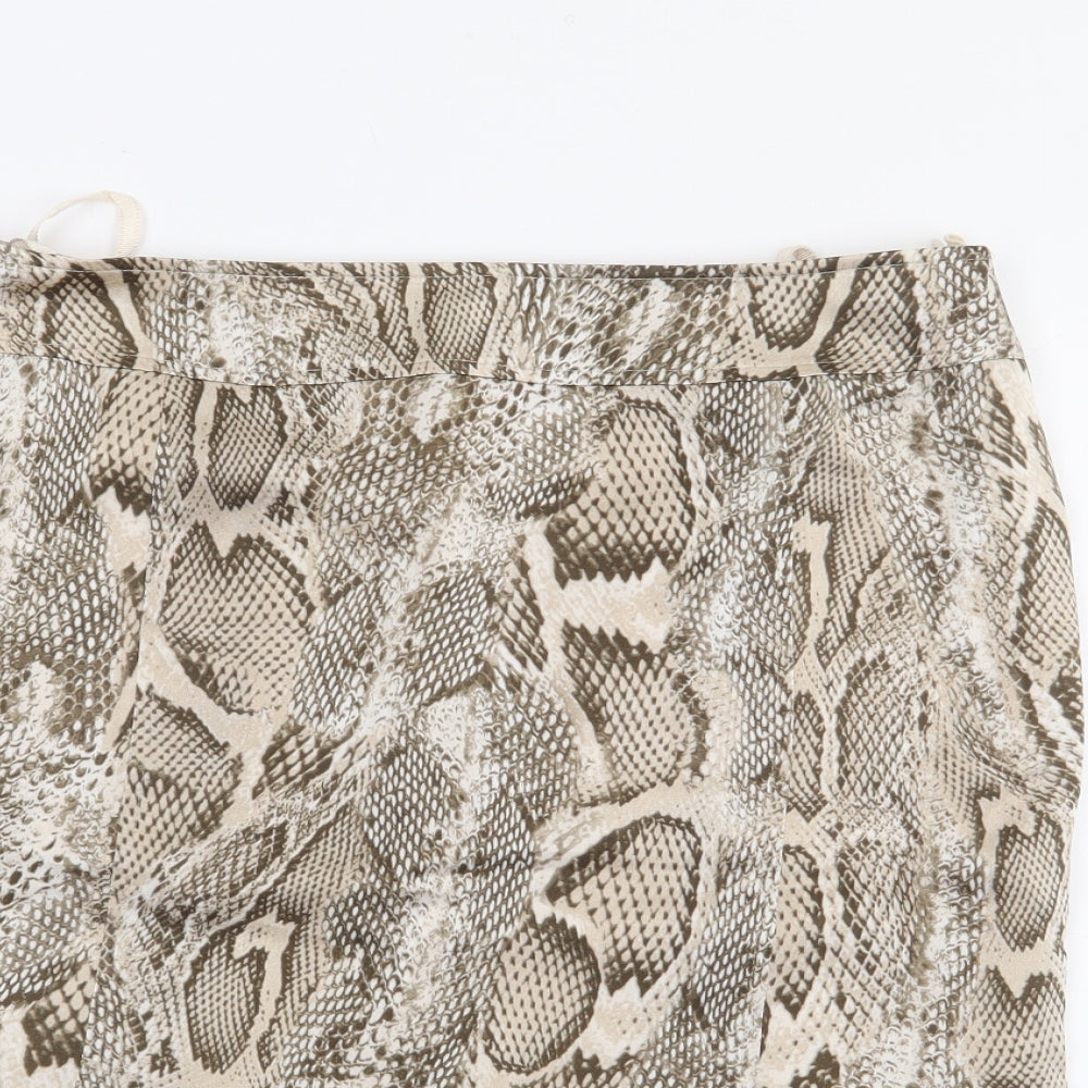 B/A/S/L/E/R Womens Beige Animal Print Polyester Flare Skirt Size 14