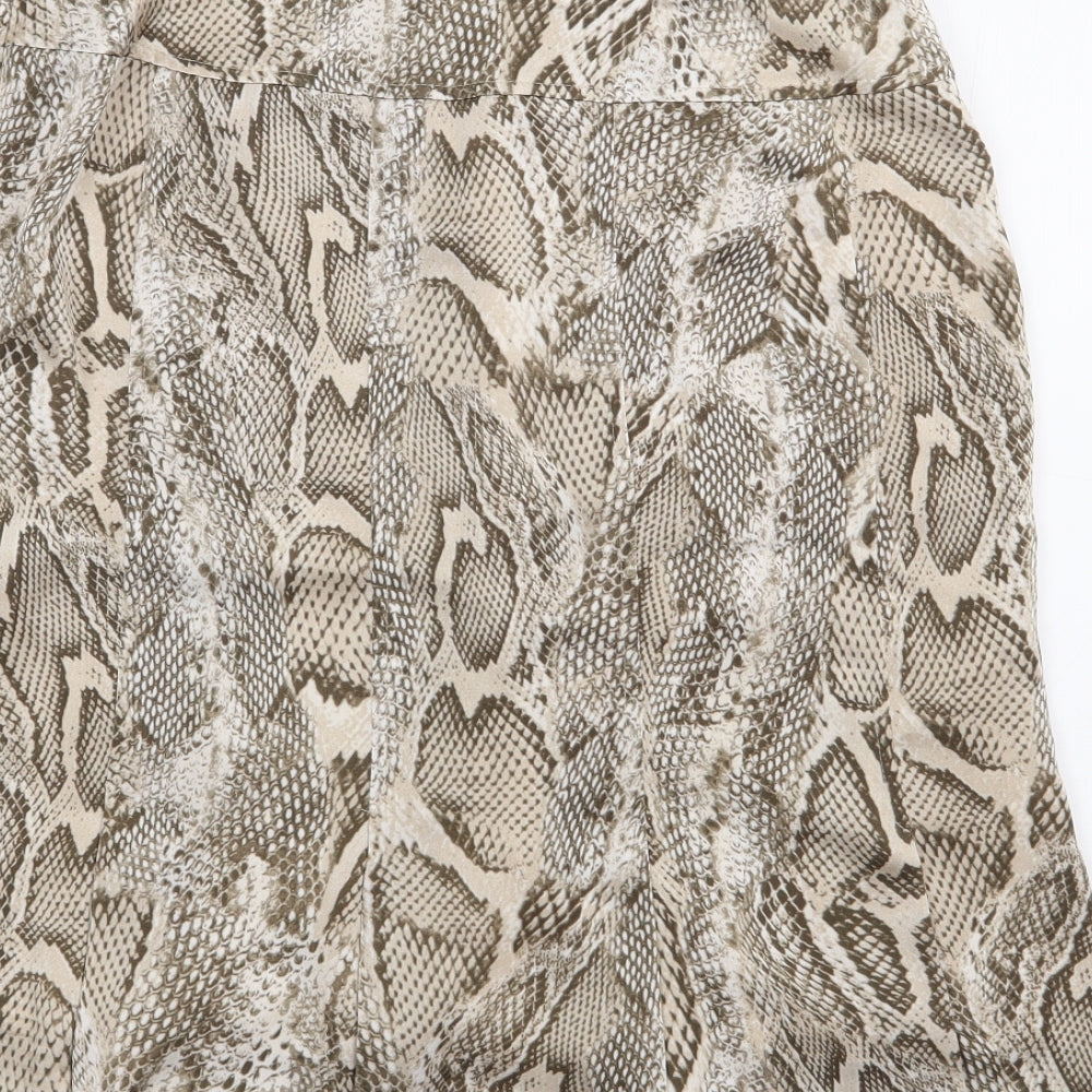 B/A/S/L/E/R Womens Beige Animal Print Polyester Flare Skirt Size 14
