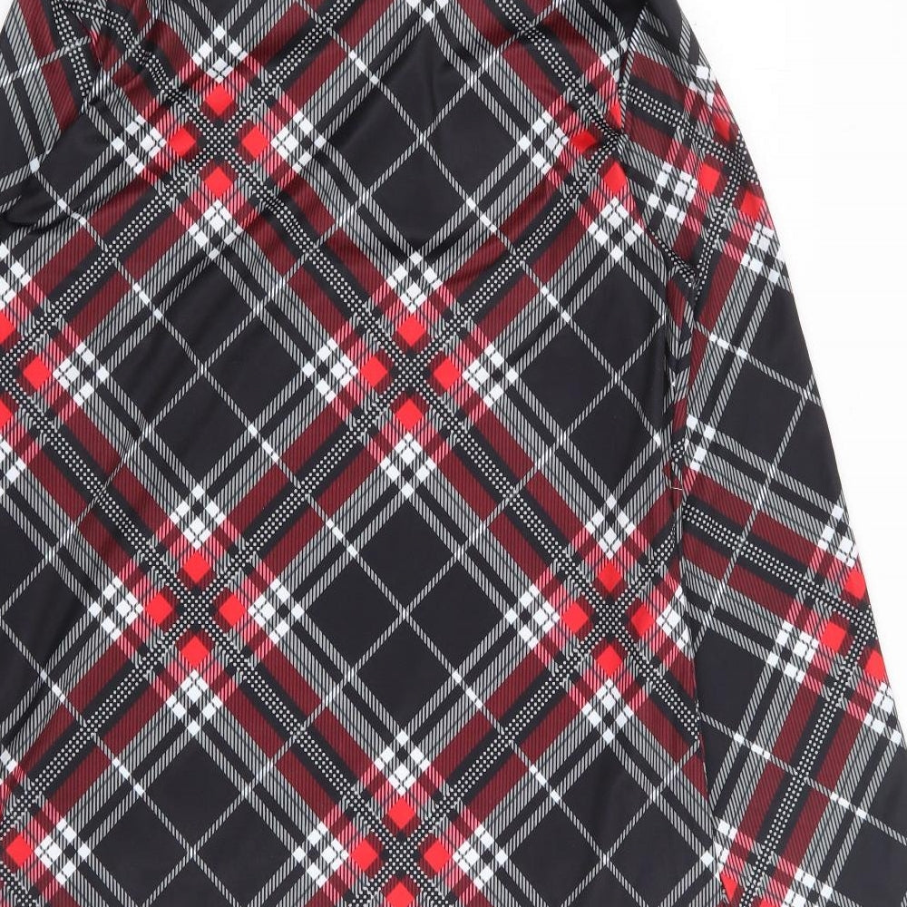 Preworn Womens Red Plaid Cotton A-Line  Size M  Mock Neck Pullover