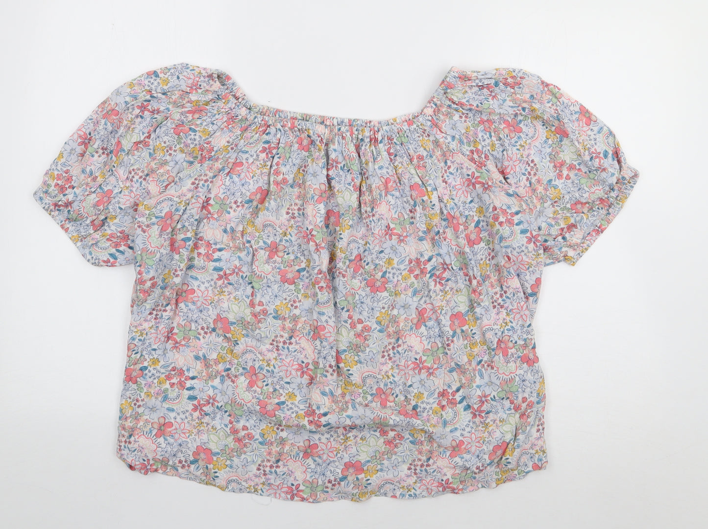 Tu  Womens Multicoloured Floral Viscose Jersey Blouse Size 16 Off the Shoulder