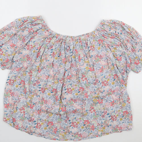 Tu  Womens Multicoloured Floral Viscose Jersey Blouse Size 16 Off the Shoulder