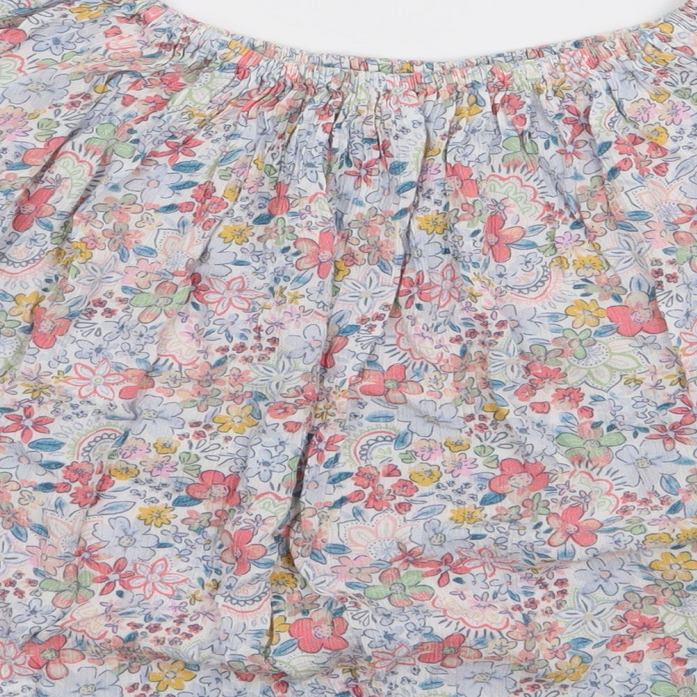 Tu  Womens Multicoloured Floral Viscose Jersey Blouse Size 16 Off the Shoulder