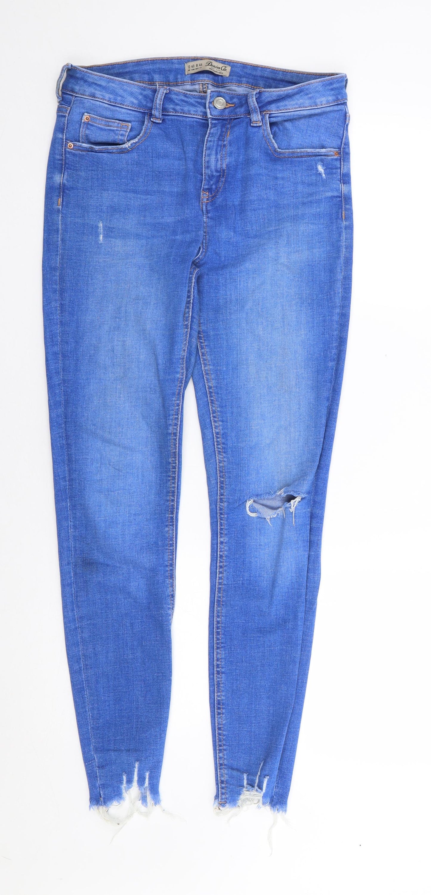 Primark Womens Blue  Cotton Skinny Jeans Size 12 L28 in Regular Zip