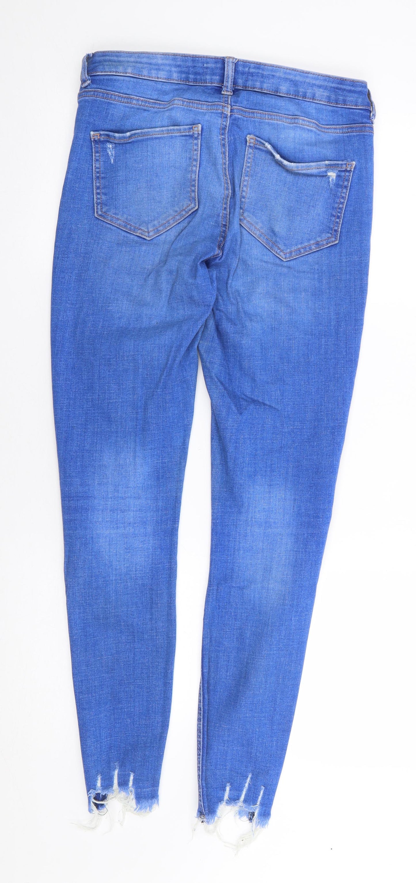Primark Womens Blue  Cotton Skinny Jeans Size 12 L28 in Regular Zip