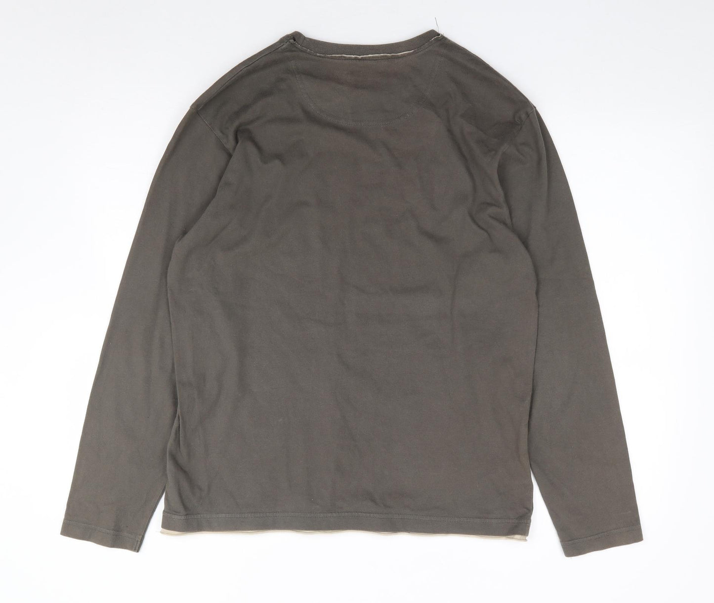 Rocha John Rocha Mens Brown  Cotton  T-Shirt Size M Crew Neck