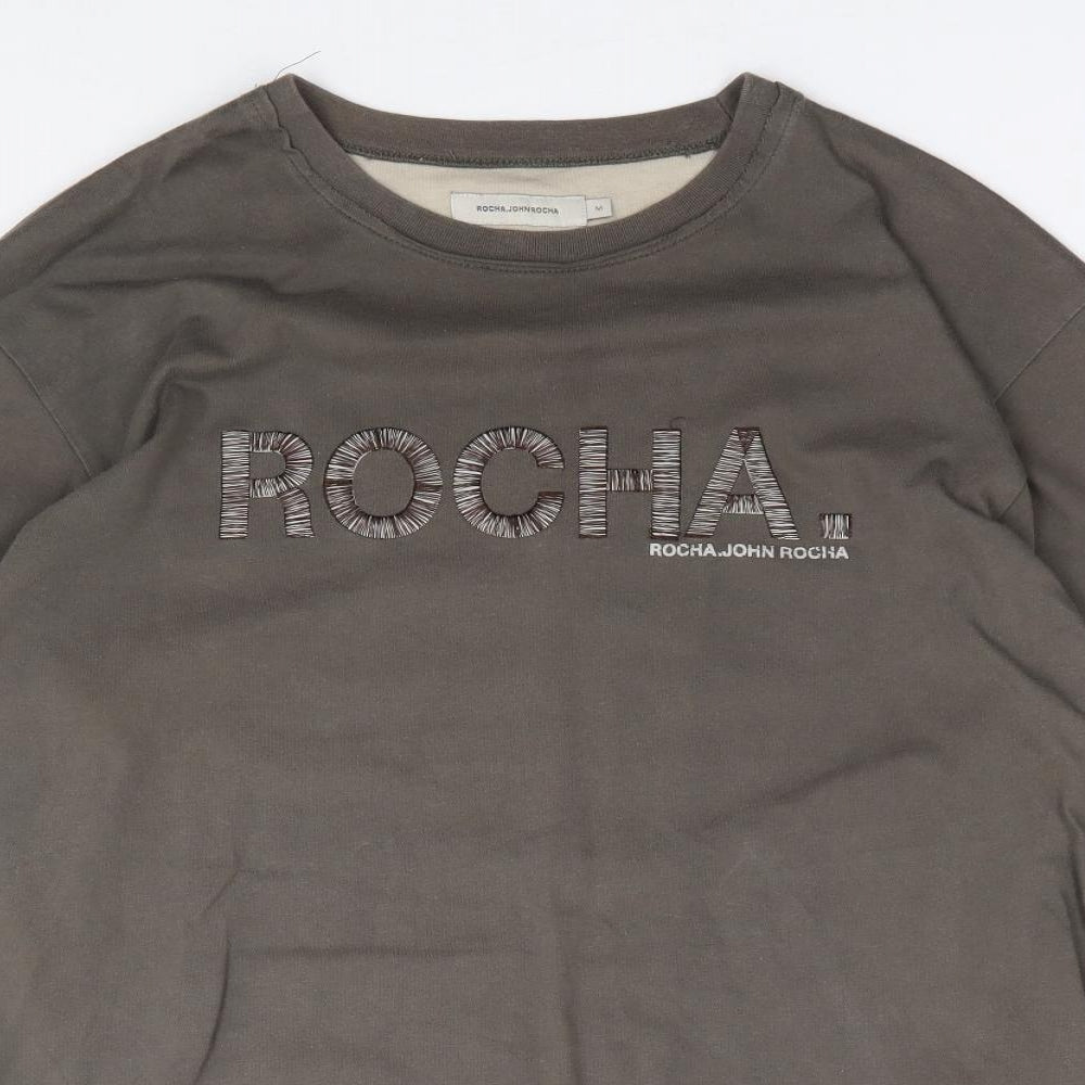 Rocha John Rocha Mens Brown  Cotton  T-Shirt Size M Crew Neck