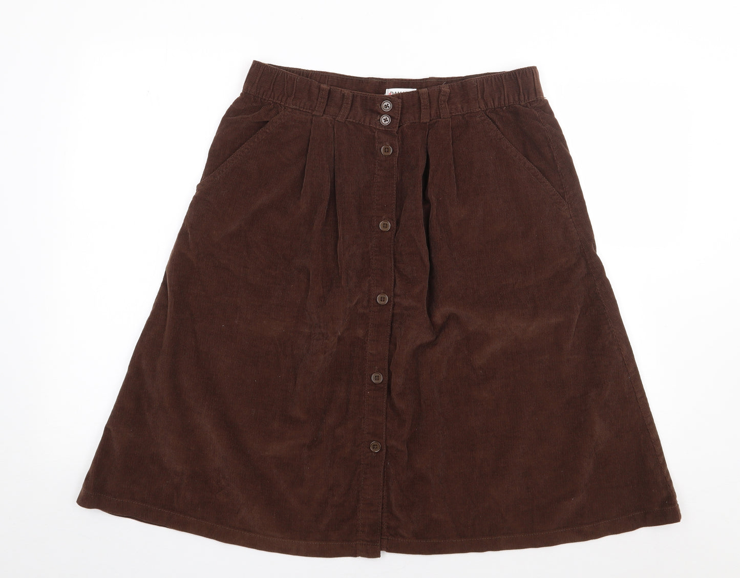 Damart Womens Brown  Cotton Flare Skirt Size 16   Button