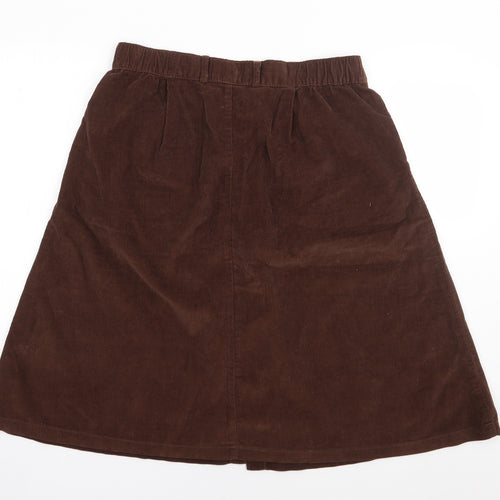Damart Womens Brown  Cotton Flare Skirt Size 16   Button