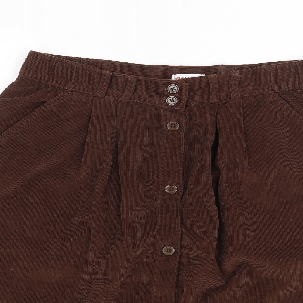 Damart Womens Brown  Cotton Flare Skirt Size 16   Button