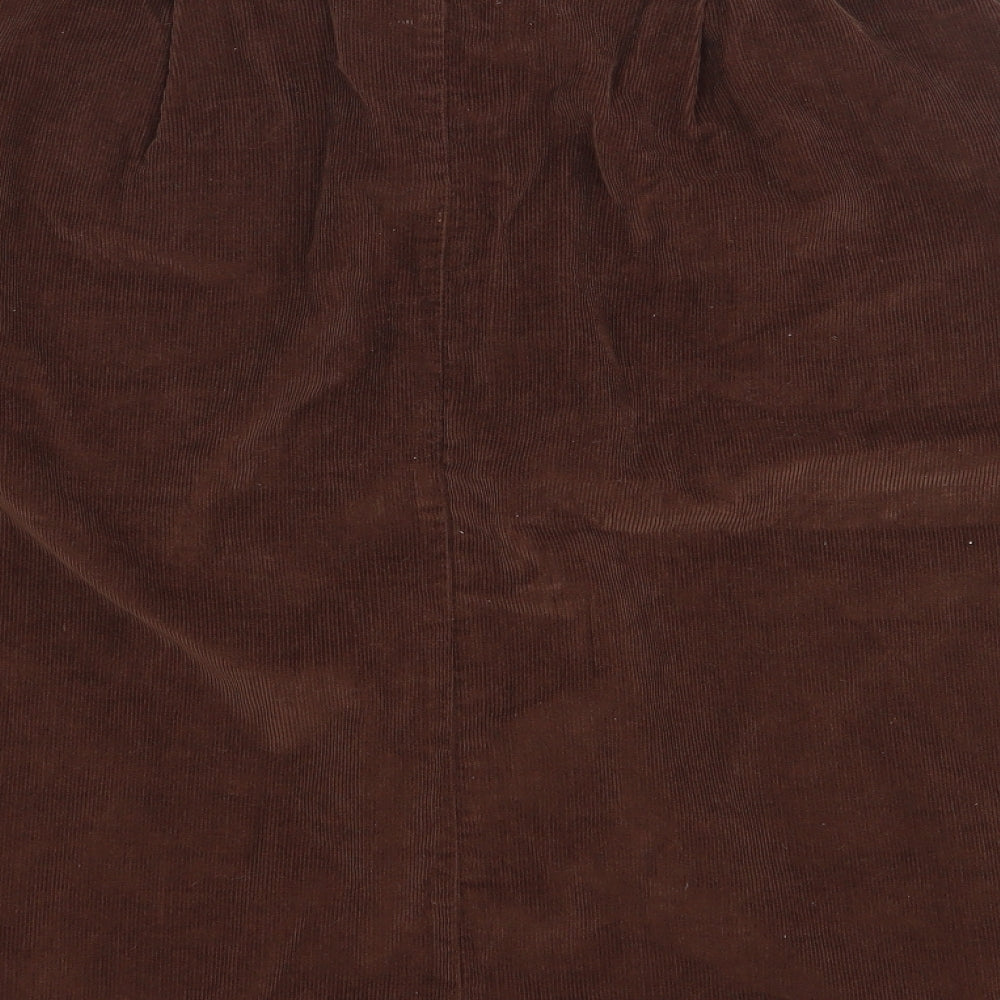 Damart Womens Brown  Cotton Flare Skirt Size 16   Button