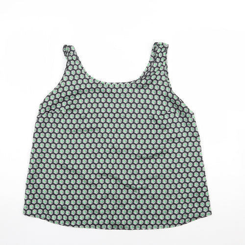 George Womens Green Floral Polyester Camisole Tank Size 12 Round Neck