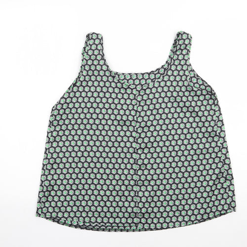 George Womens Green Floral Polyester Camisole Tank Size 12 Round Neck