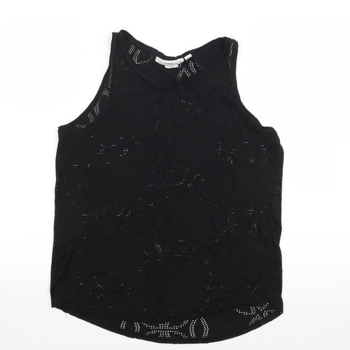 H&M  Womens Black Floral Polyester Jersey Tank Size M Round Neck