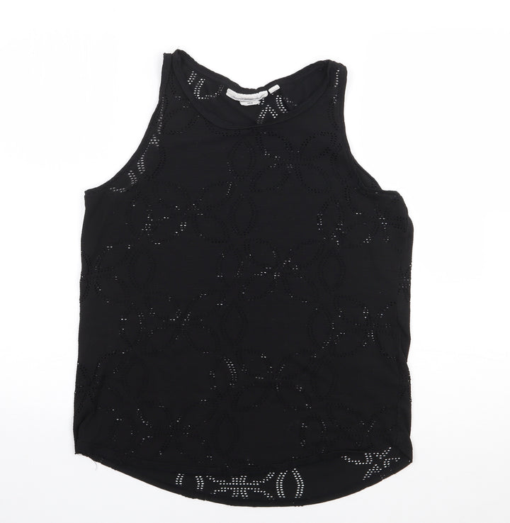 H&M  Womens Black Floral Polyester Jersey Tank Size M Round Neck