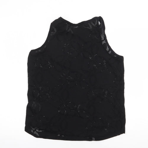 H&M  Womens Black Floral Polyester Jersey Tank Size M Round Neck