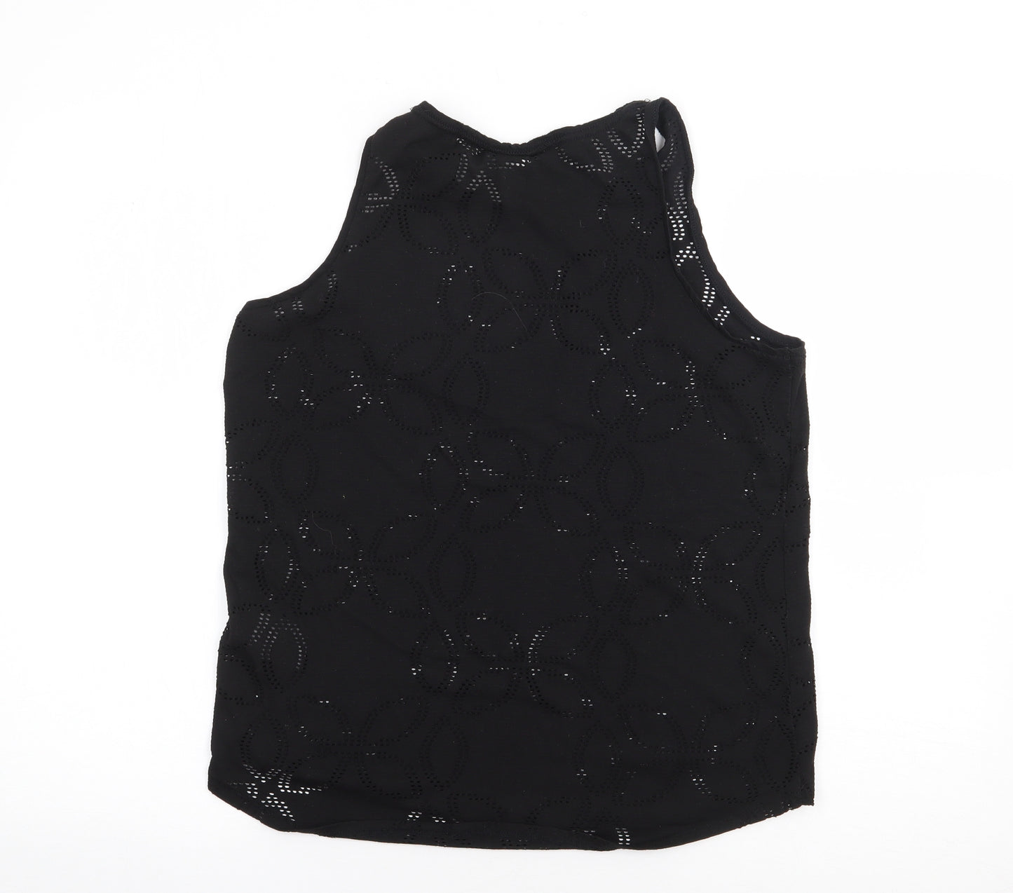 H&M  Womens Black Floral Polyester Jersey Tank Size M Round Neck