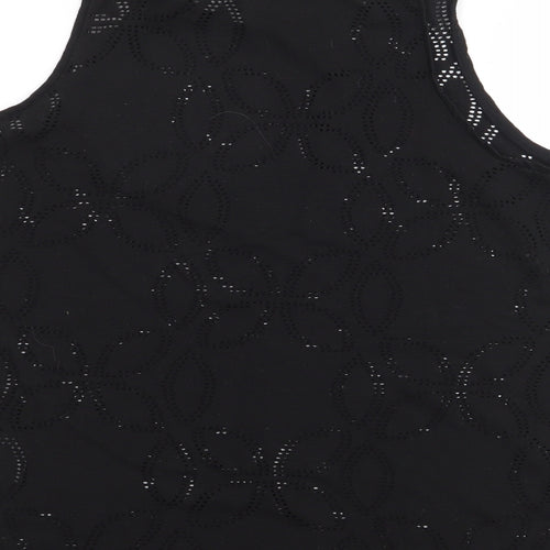 H&M  Womens Black Floral Polyester Jersey Tank Size M Round Neck