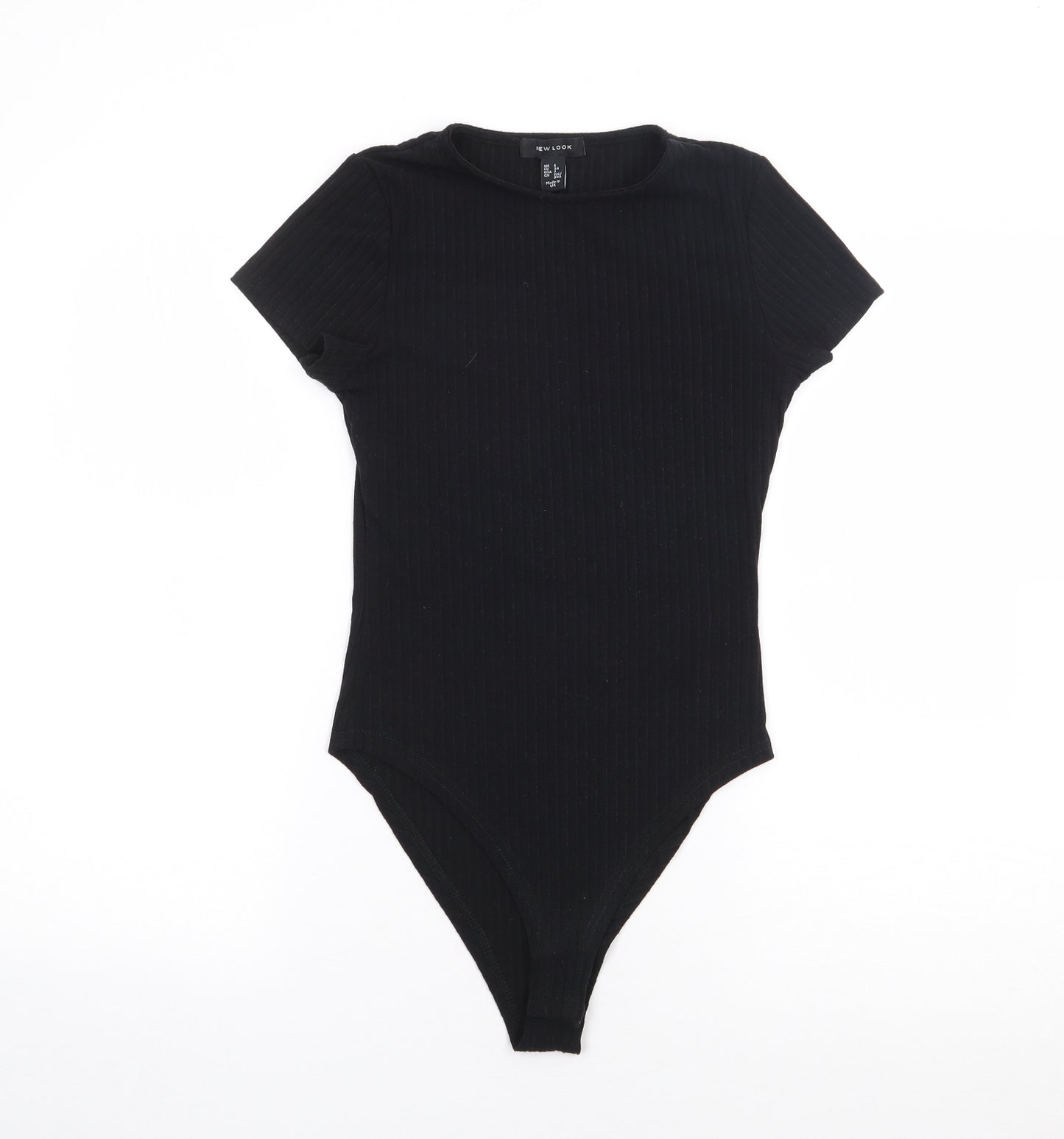 New Look  Womens Black  Polyester Bodysuit One-Piece Size 6  Snap - Ribbed