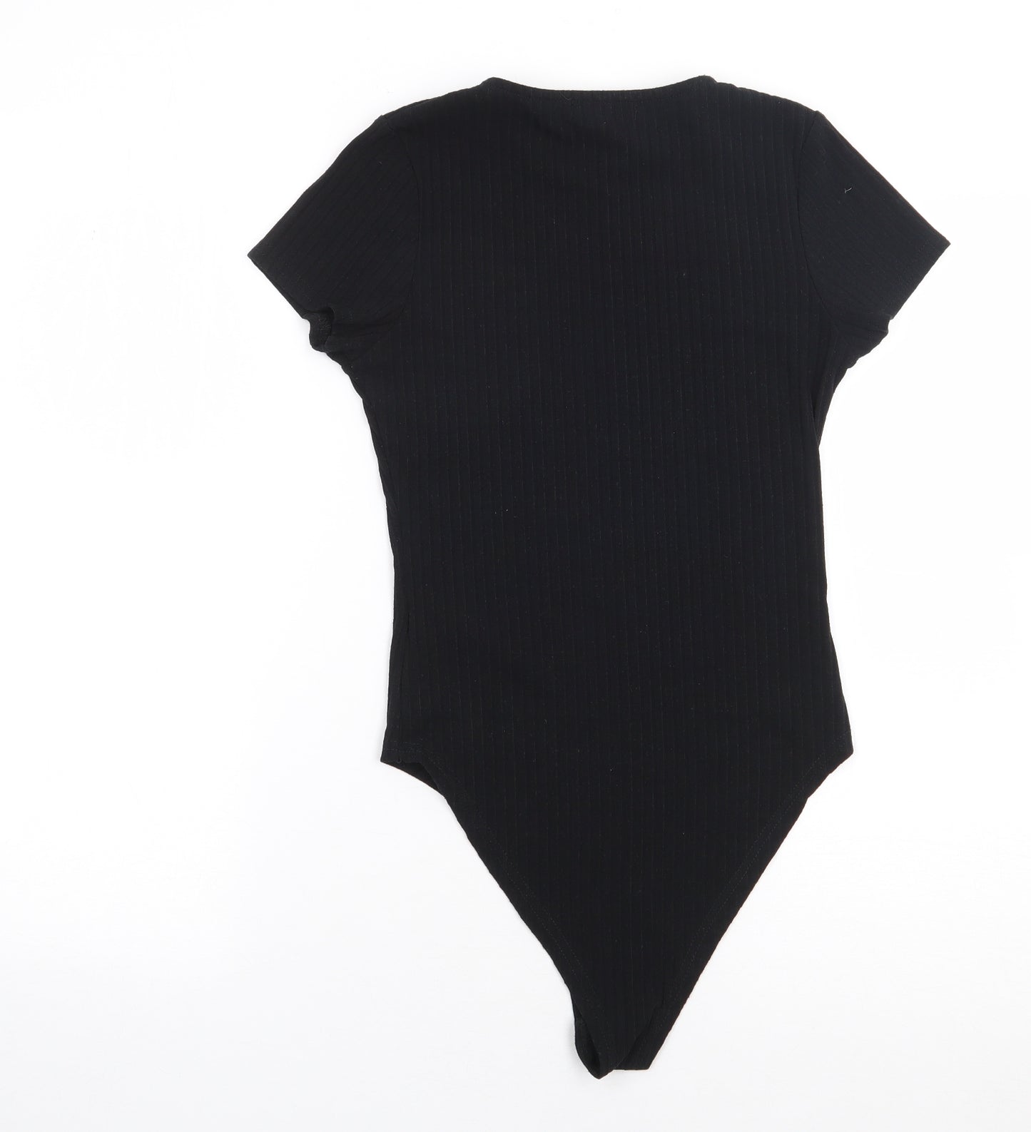 New Look  Womens Black  Polyester Bodysuit One-Piece Size 6  Snap - Ribbed