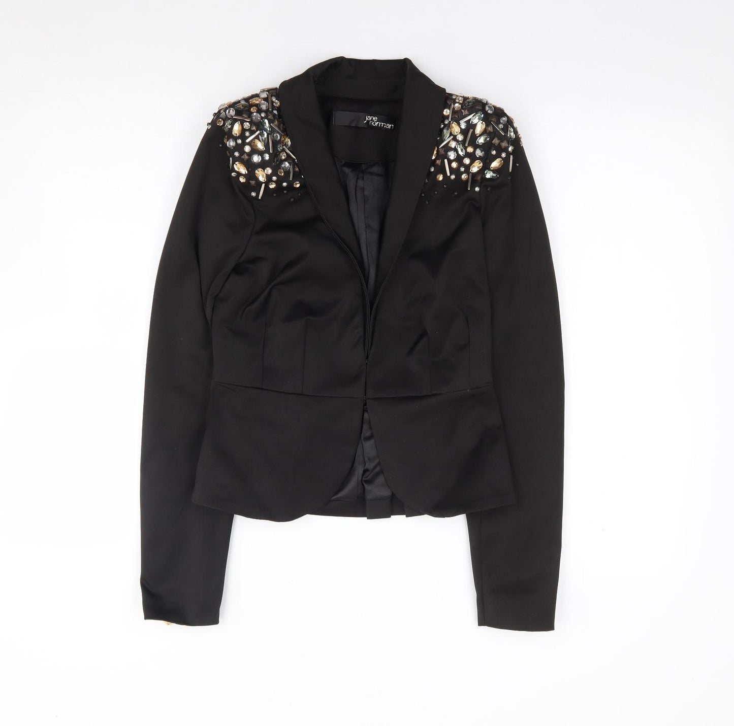 Jane Norman Womens Black   Jacket Blazer Size 8  Hook & Eye