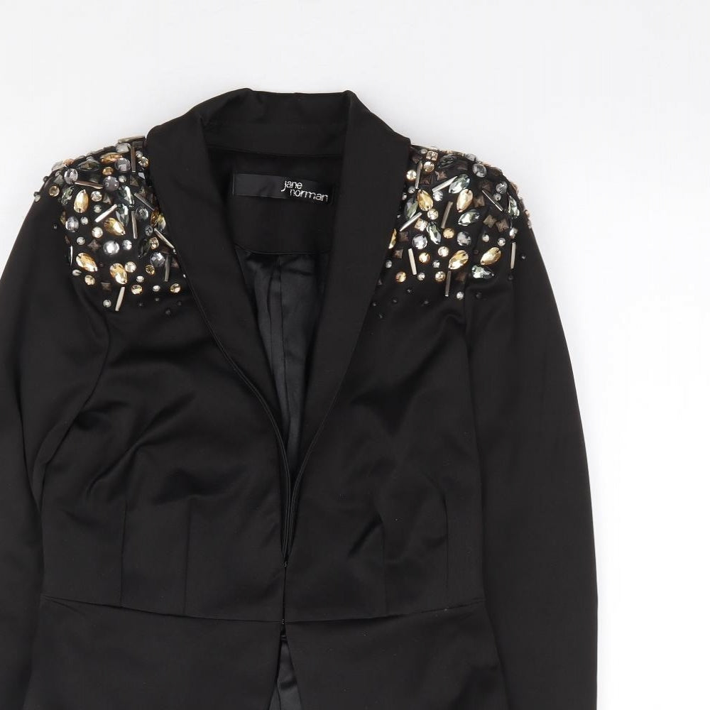 Jane Norman Womens Black   Jacket Blazer Size 8  Hook & Eye