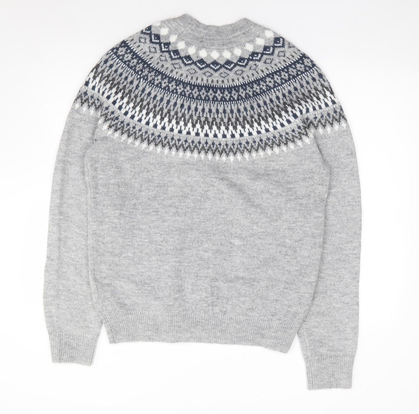 Marks and Spencer Womens Grey Crew Neck Geometric Acrylic Pullover Jumper Size M
