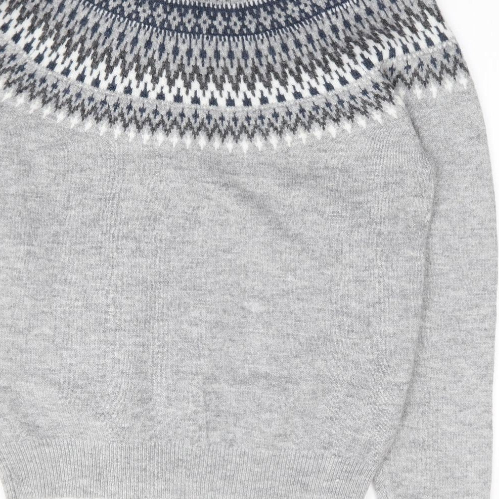 Marks and Spencer Womens Grey Crew Neck Geometric Acrylic Pullover Jumper Size M